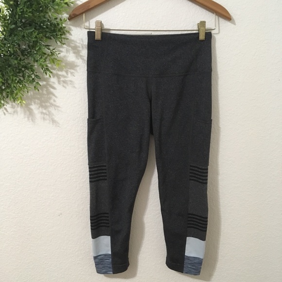 Prana Gray Stripe Capri Leggings - Picture 1 of 14
